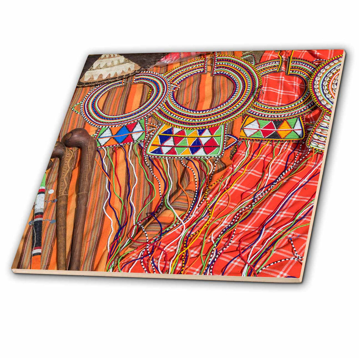 3dRose Danita Delimont - Jewelry - Africa, Kenya, Mara Ashnil. Masai Tribal Jewelry and Ornamentation. - Tiles