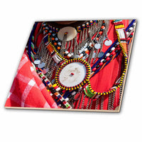 3dRose Danita Delimont - Jewelry - Africa, Kenya, Mara Ashnil Region. Masai Tribal Jewelry. - Tiles