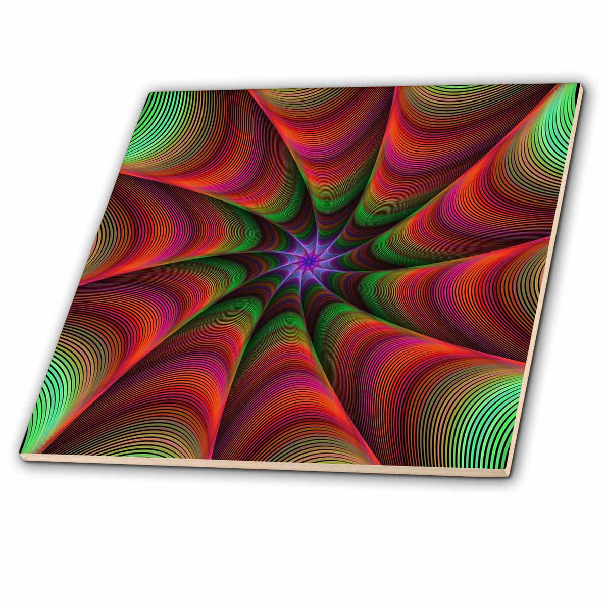 3dRose David Zydd - Colorful Abstract Designs - Monster Gut - red and Green Fractal Design - Tiles