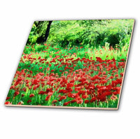 3dRose A Field of Red Wildflowers Landscape Art - Tiles (ct-381808)