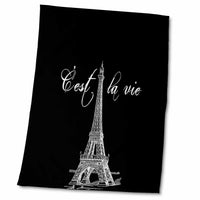 3dRose PS Creations - French Black and White Eiffel Tower - Towels (twl-178953)