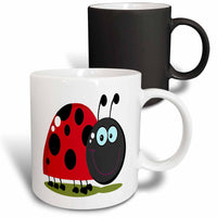 3dRose Happy Little Lady Bug Animal Nature Cartoon - Mugs (mug_118751)