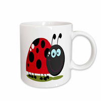 3dRose Happy Little Lady Bug Animal Nature Cartoon - Mugs (mug_118751)
