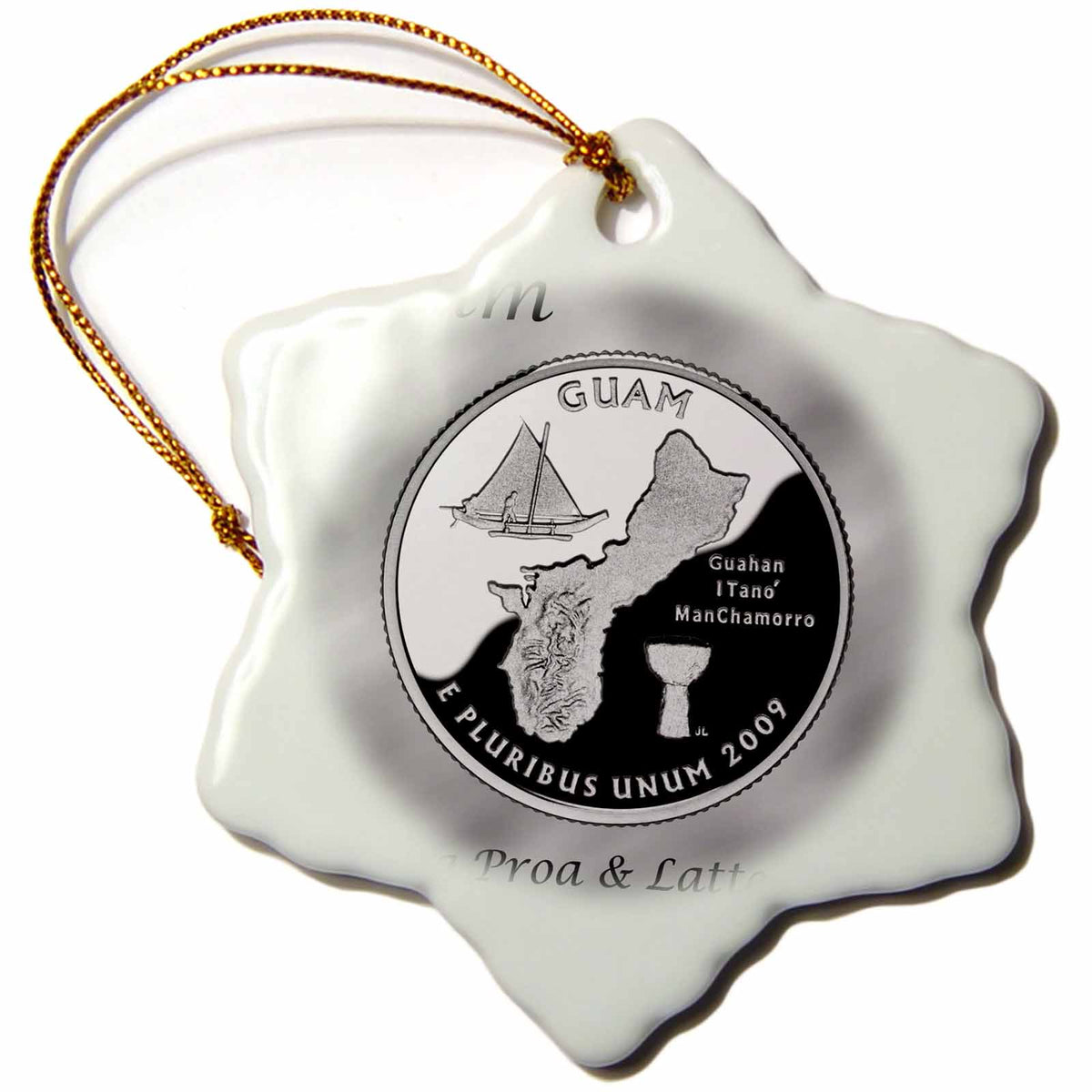 3dRose Bob Kane Photography Coins - Territories Quarter Guam - Ornaments (ORN_120167)