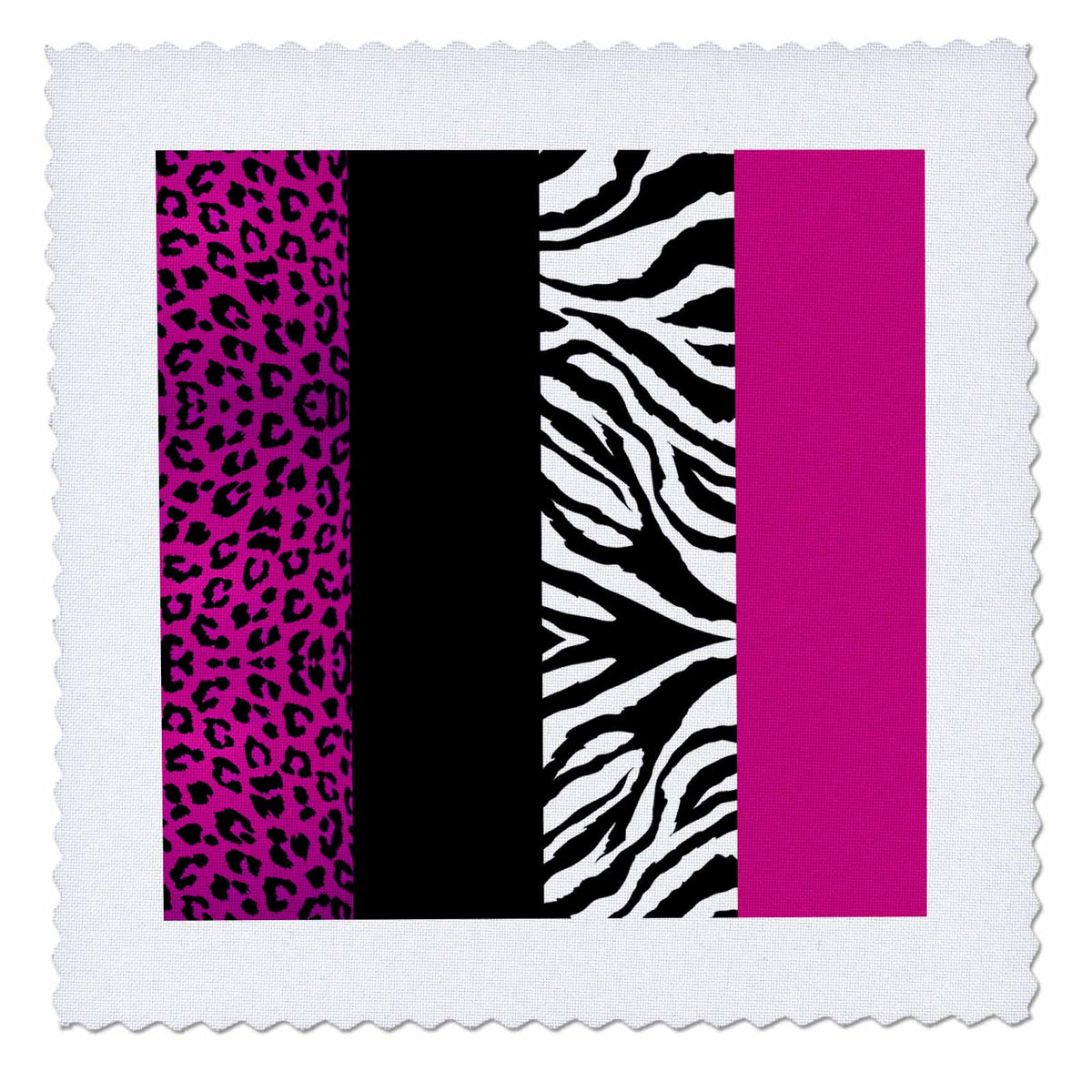 3dRose Janna Salak Designs Prints and Patterns - Pink Black and White Animal Print - Leopard and Zebra - Quilt Squares (qs_35436)