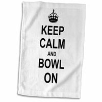 3dRose Keep Calm and Bowl on - Carry on Bowling - Gift for Bowlers - Black... - Towels (twl-157693)