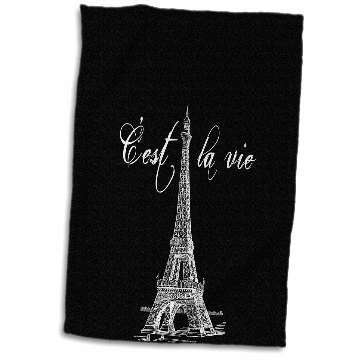 3dRose PS Creations - French Black and White Eiffel Tower - Towels (twl-178953)