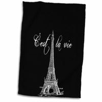 3dRose PS Creations - French Black and White Eiffel Tower - Towels (twl-178953)