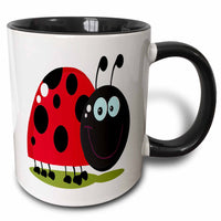 3dRose Happy Little Lady Bug Animal Nature Cartoon - Mugs (mug_118751)