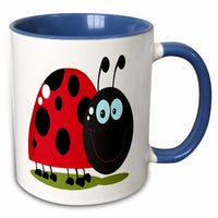 3dRose Happy Little Lady Bug Animal Nature Cartoon - Mugs (mug_118751)