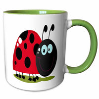 3dRose Happy Little Lady Bug Animal Nature Cartoon - Mugs (mug_118751)