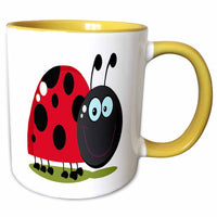 3dRose Happy Little Lady Bug Animal Nature Cartoon - Mugs (mug_118751)