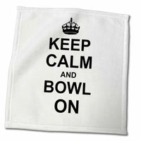 3dRose Keep Calm and Bowl on - Carry on Bowling - Gift for Bowlers - Black... - Towels (twl-157693)