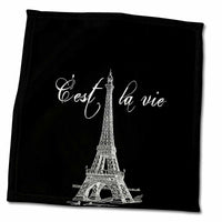3dRose PS Creations - French Black and White Eiffel Tower - Towels (twl-178953)